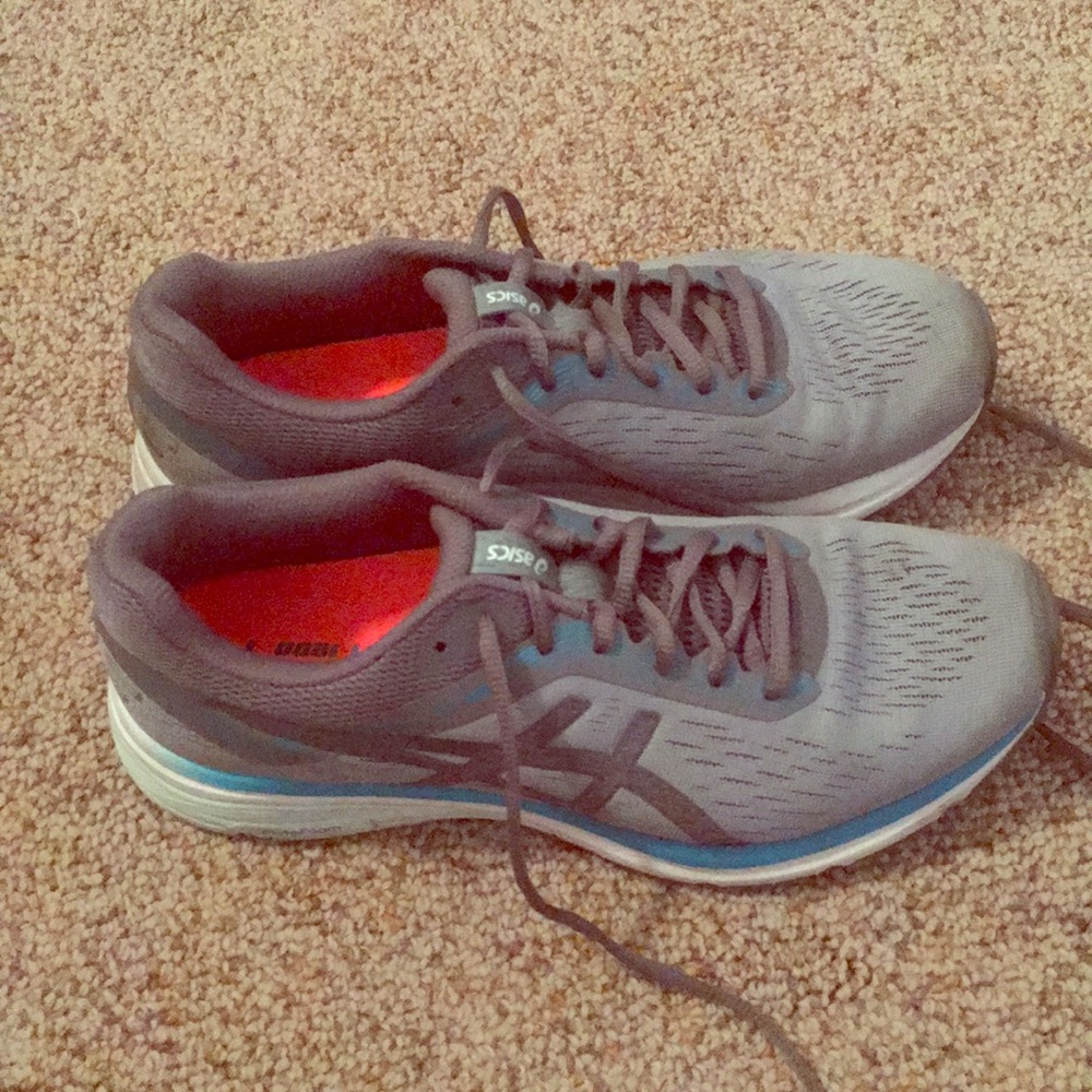 Asics Gray and Blue Athletic Shoes